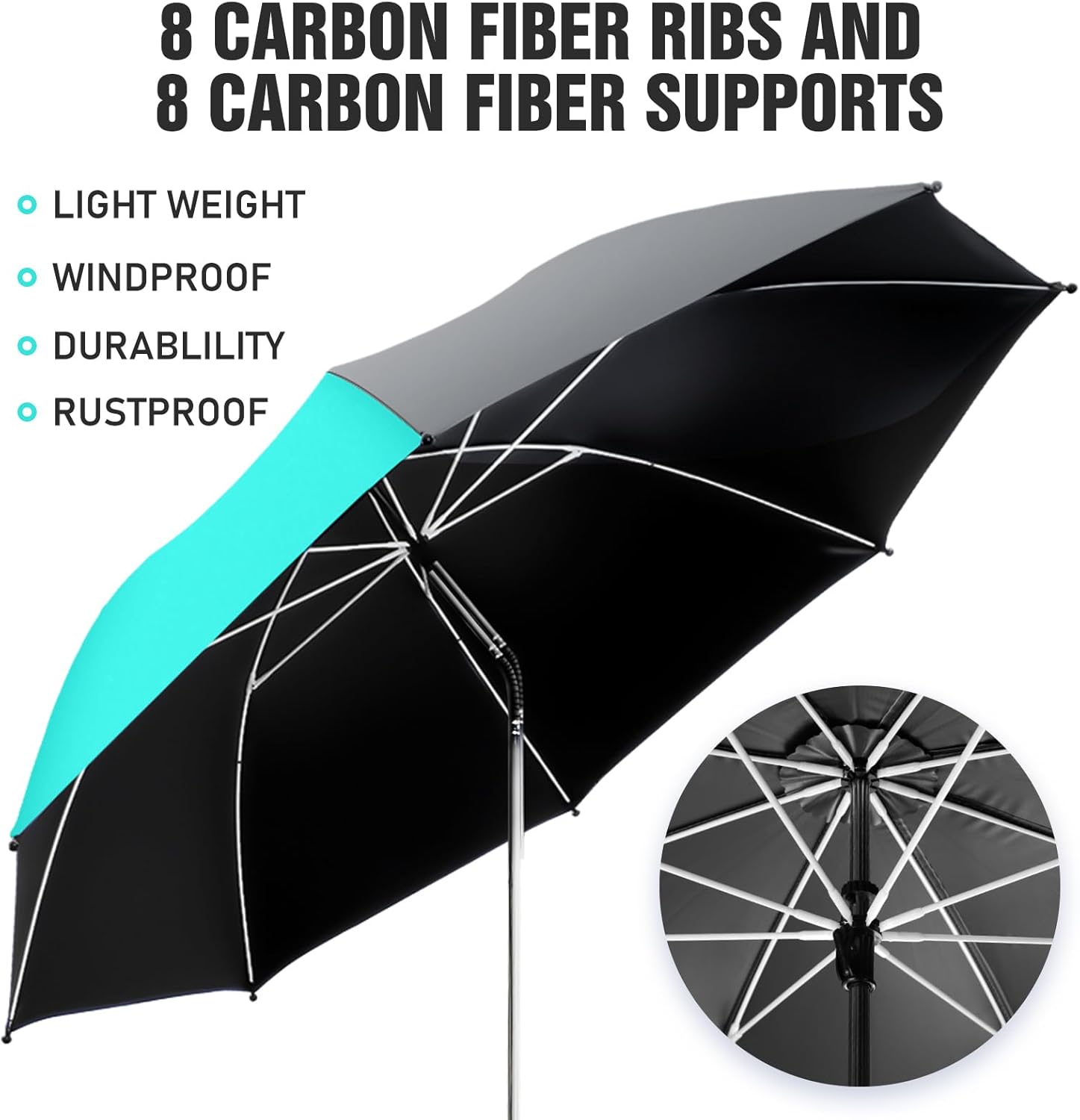 2 Pack Beach Umbrella with 360 Universal Clamp, UPF50+ Umbrella Outdoor Patio Sun Protection for Chairs, Beach &Patio Use (Not Include Chair)
