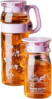JSMY Pichet à Eau Verre résistant à la Chaleur Bouilloire Froide Grande capacité Costume Haute température Pot à jus Théière Maison Parfait pour l'eau aromatisée et infusée Sistema Fermer