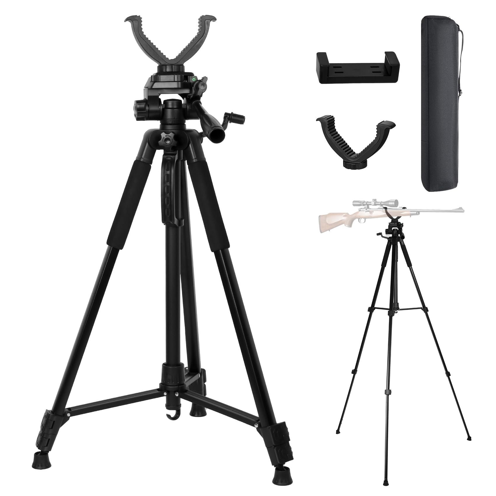 66.2" Hunting Rifle Tripod Stand with V Yoke Shooting Rest