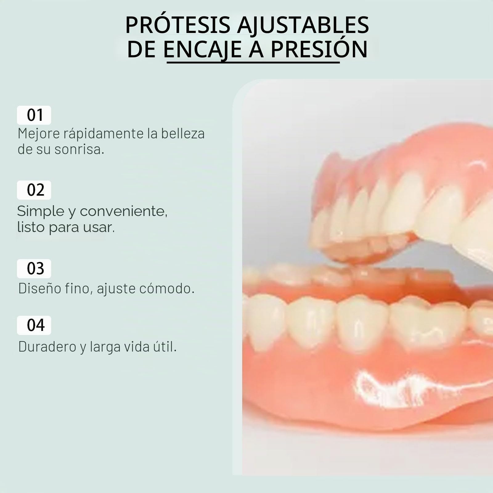 Prótesis dentales completas, solución flexible de última generación para prótesis completas, ideal para mayor comodidad y estética, dientes cómodos y de aspecto natural (2pcs)