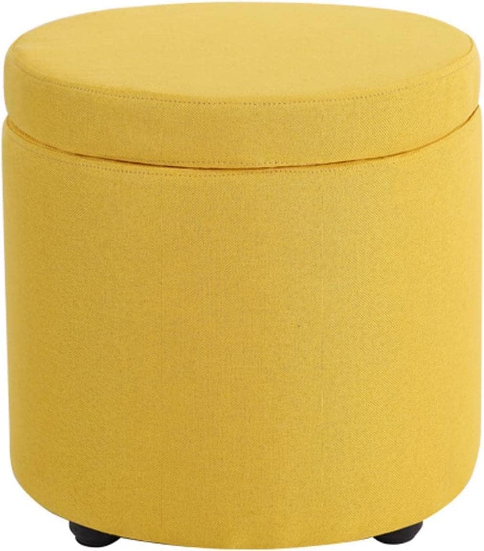 Ottomans de rangement en coton et lin, repose-pieds rond au design épuré