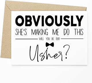 Funny Card For Usher - Obviously She's Making Me Do This. Will you Be Out Usher? - Usher card, will you be our usher, Usher proposal