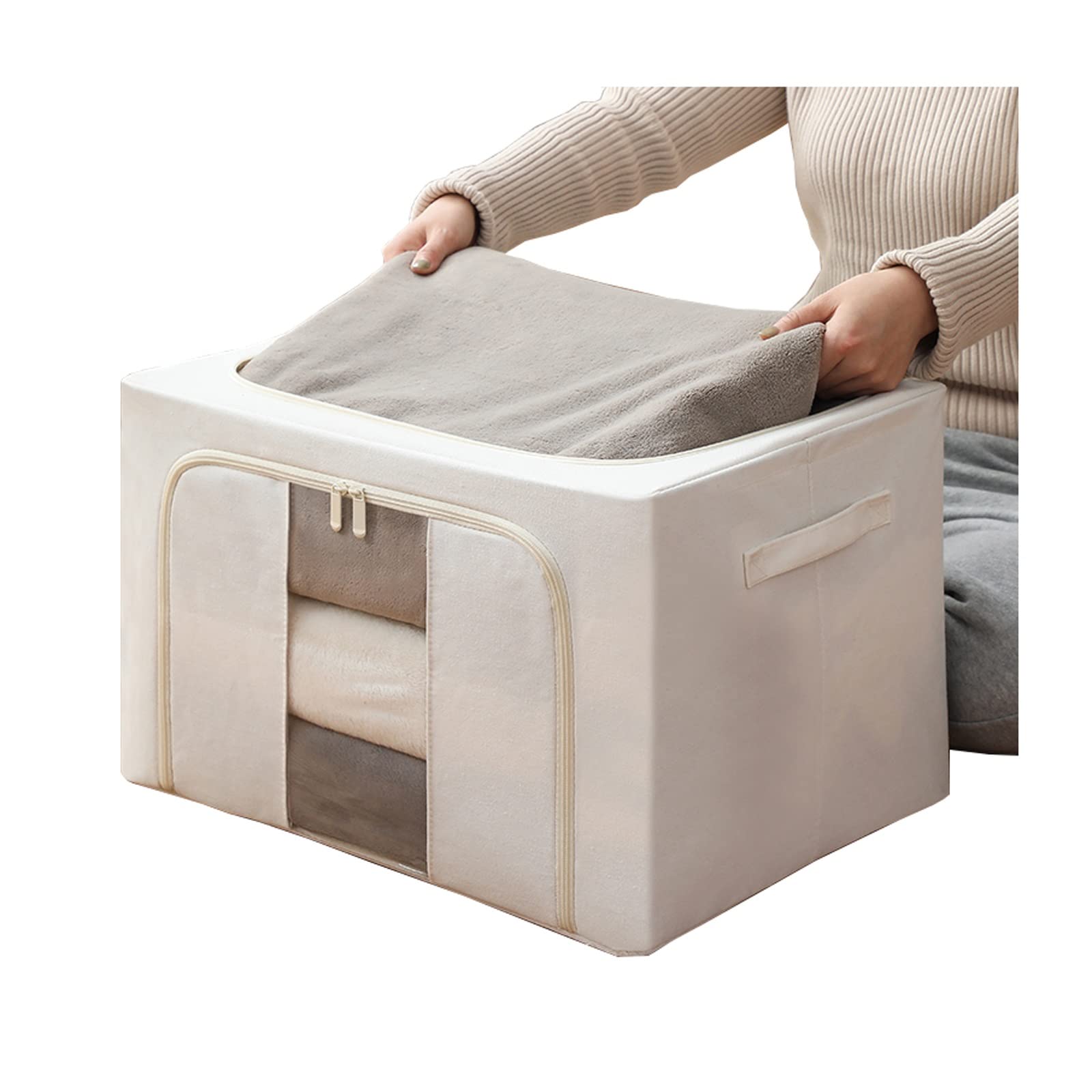 Borsa porta abiti pieghevole portatile con manico rinforzato - Ideale per cuscini, trapunte e coperte (1 confezione, 24 litri)