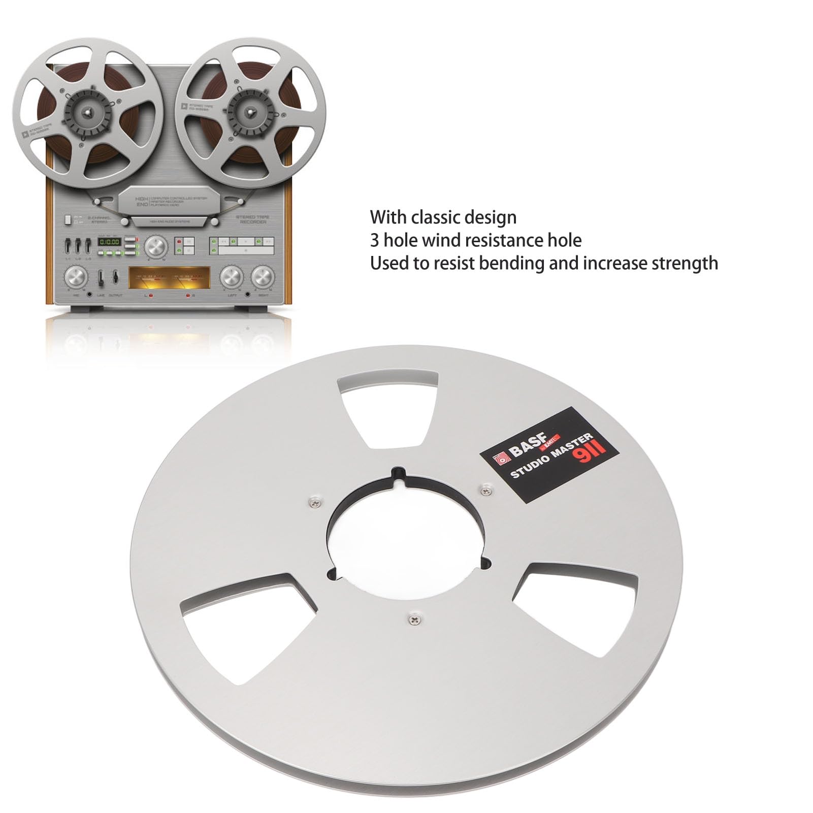 Carrete de Cinta de Grabación, Carrete de Cinta Vacío de 1/4 10 Pulgadas, Piezas de Máquina de Apertura de Disco Vacío de Aleación de Aluminio Universal para Cinta de 1/4 con Diámetro de(Plata)