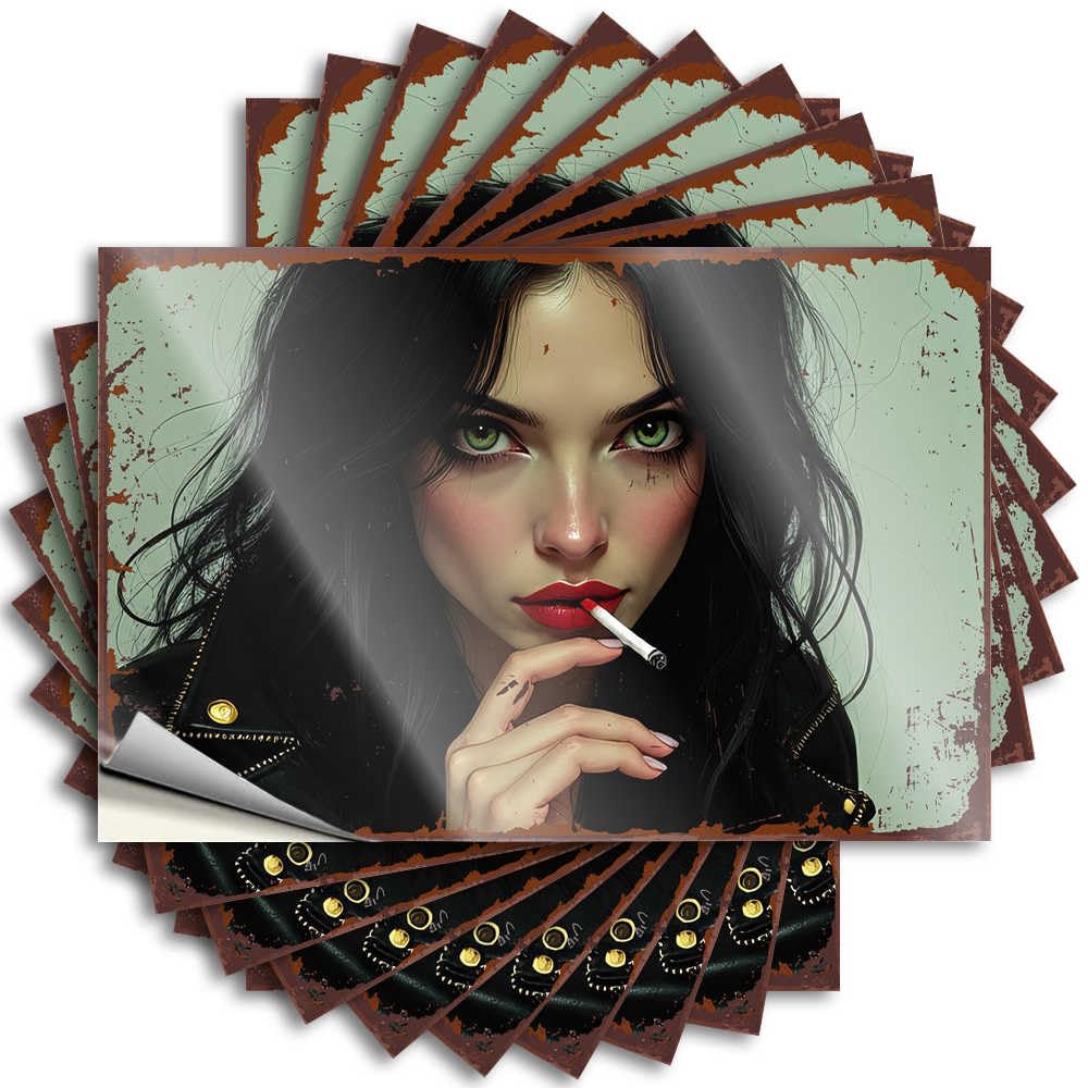 Saying Dorm Room Accessories Dart Snarky Helmet Smoky Elegance: A Portrait of Bold Beauty with Red Lipstick and A - Scratch Resistant Stickers(6X9CM)