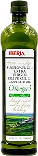 Iberia Mediterranean Style Omega 3 Cooking Oil, 34 fl oz, Blend of Extra Virgin Olive Oil, Grapeseed Oil, Sunflower Oil an...