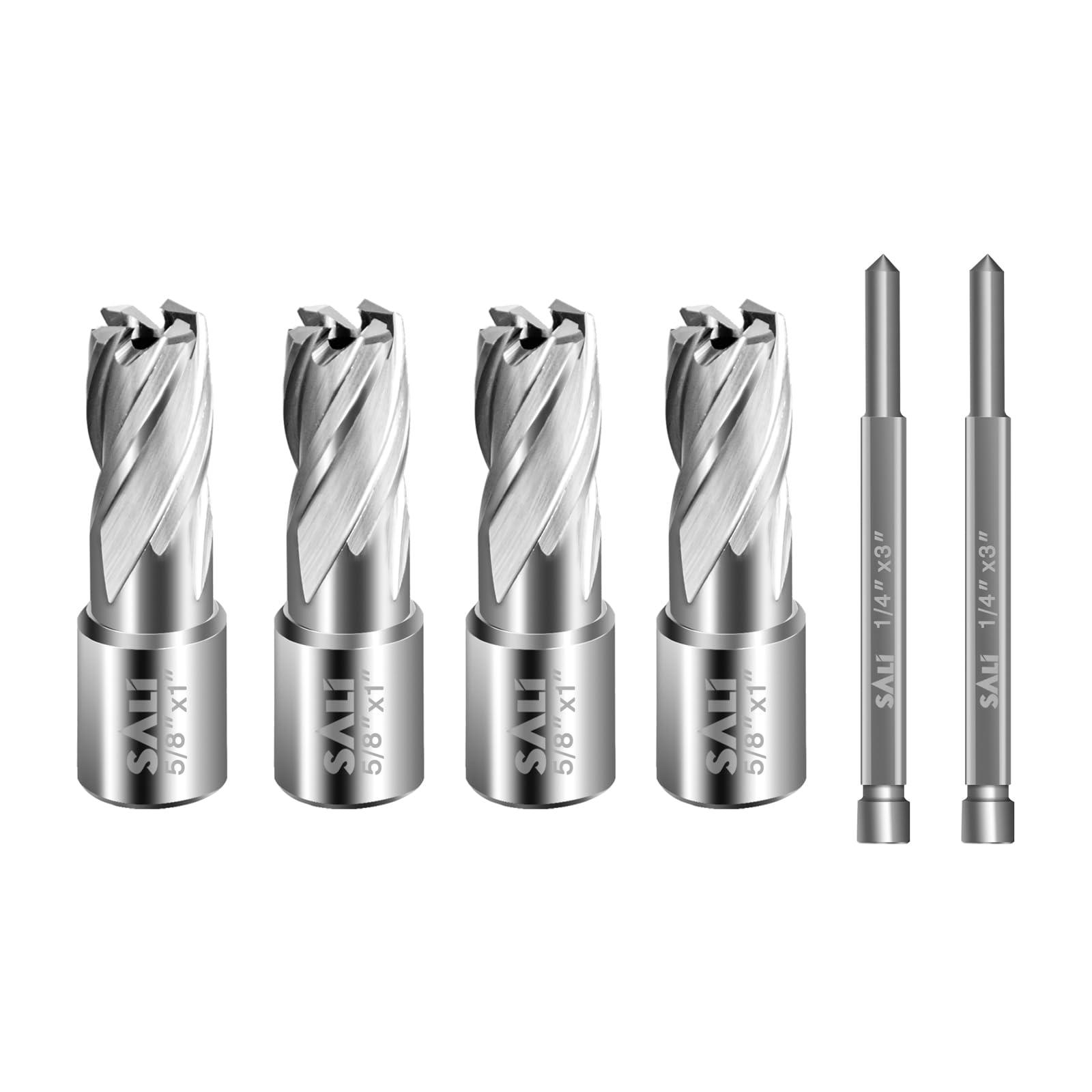SALI 4 pcs Annular Cutter Diameter 5/8 Inch with Weldon Shank 3/4"(with 2 Flats) Cutting Depth 1" Mag Drill Bit for Magnetic Drill Press HSS Fully
