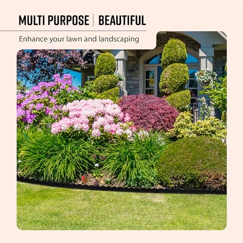 Playsafer L Shaped Flexible Rubber Scalloped Edger for Lawns Landscaping and Playground | Easy No Dig Installation| 4' Long (1, Black)