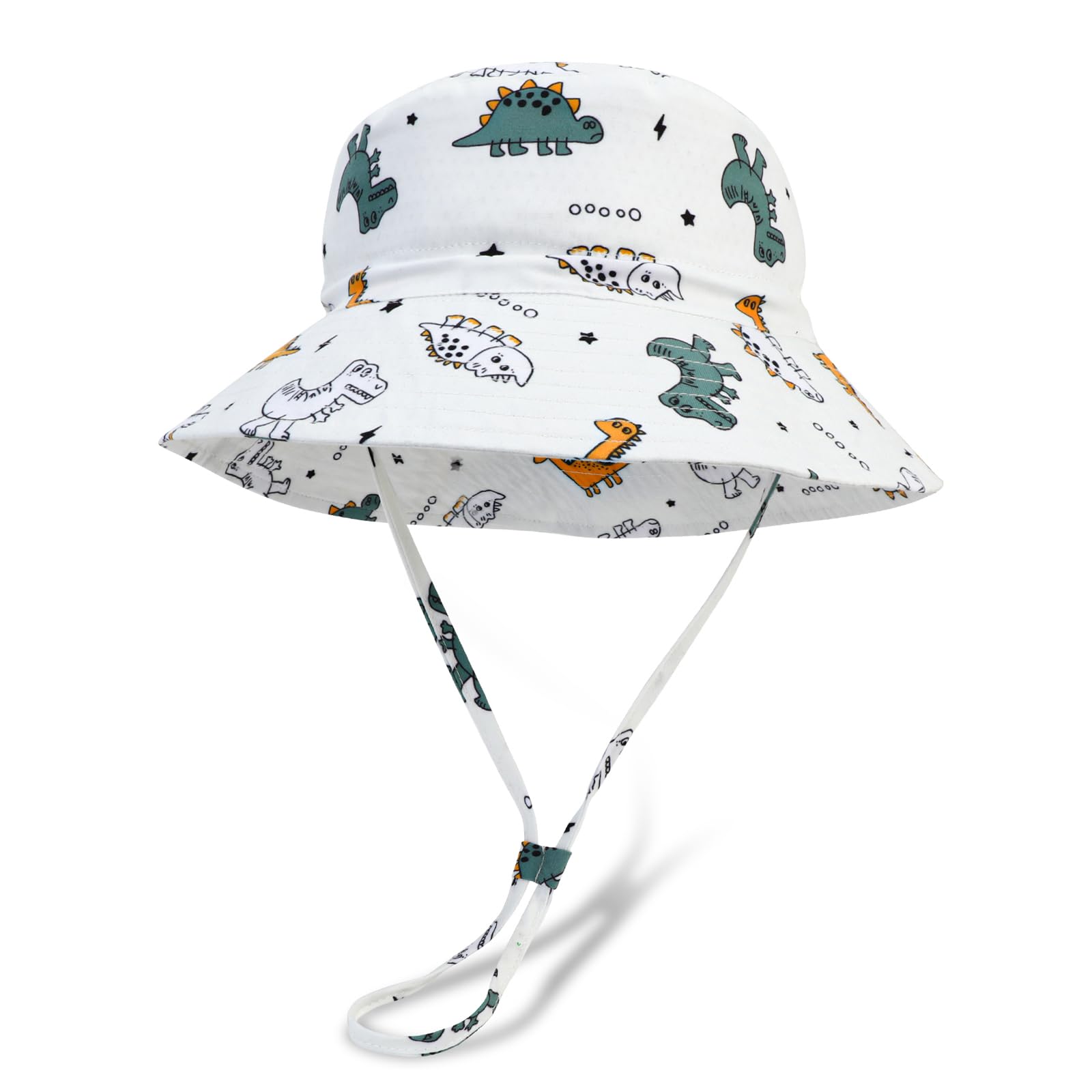 JUPSK Sombrero de Verano para Niños, Sombrero de Playa, Sombrero de Cubo de Aventura al Aire Libre con Correa Ajustable, Patrón de Dinosaurio para Niños de 2 a 8 Años