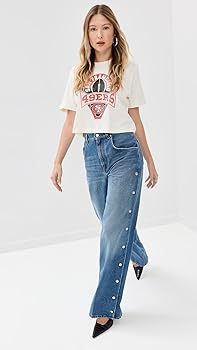 Junk Food Women's 49ers Crew Neck Crop Tee, Vintage White