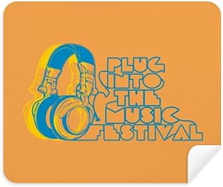 Headset Orange Music Pattern Cleaning Cloth Screen Cleaner 2pcs Suede Fabric