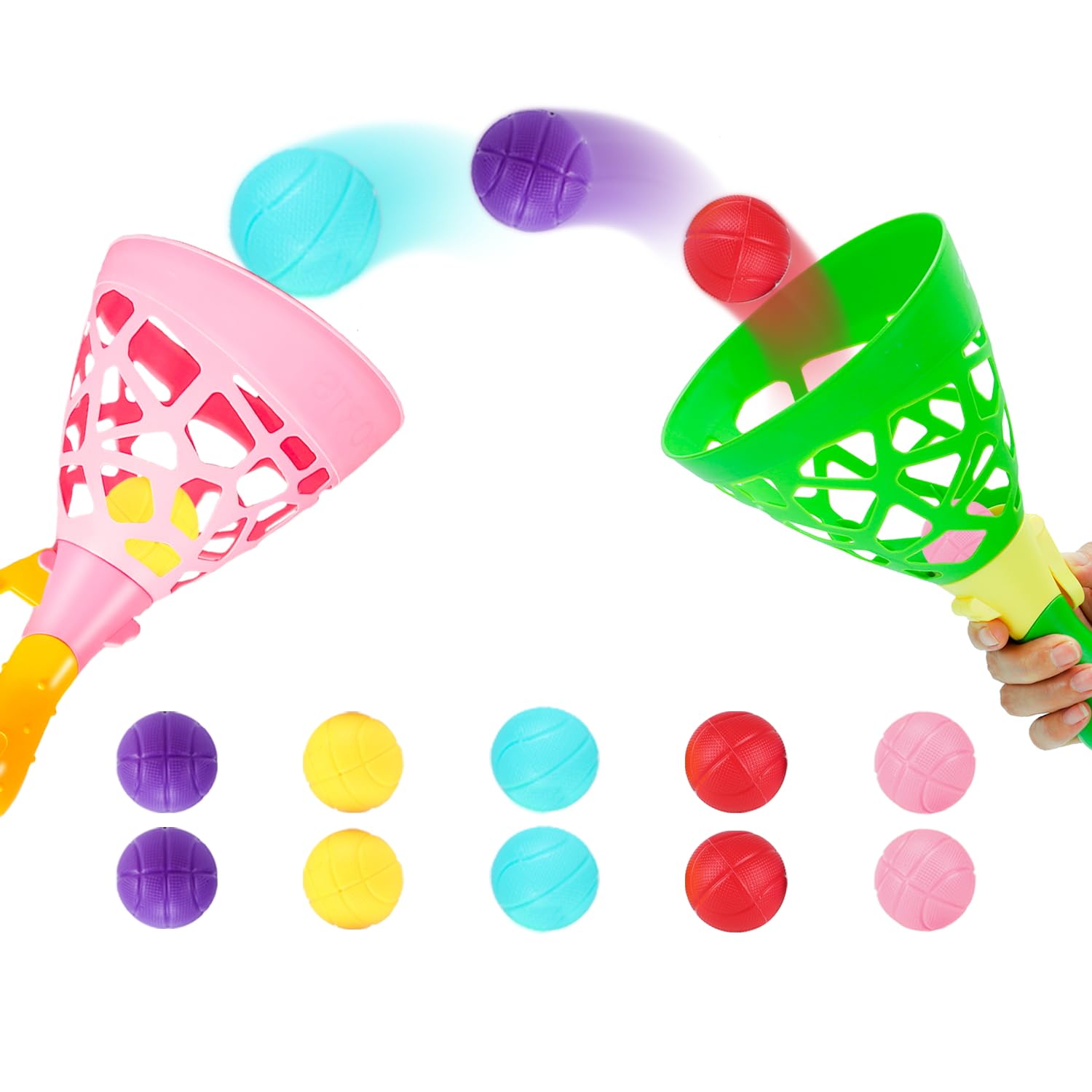 Outdoor Indoor Games Activities for Kids, Pop and Catch Ball Family Games with 2 Launcher Baskets and 10 Balls, Basket Stuffers Birthday Party Gifts Toys for Kids Ages 3 4 5 6 7 8 12+ Years Old
