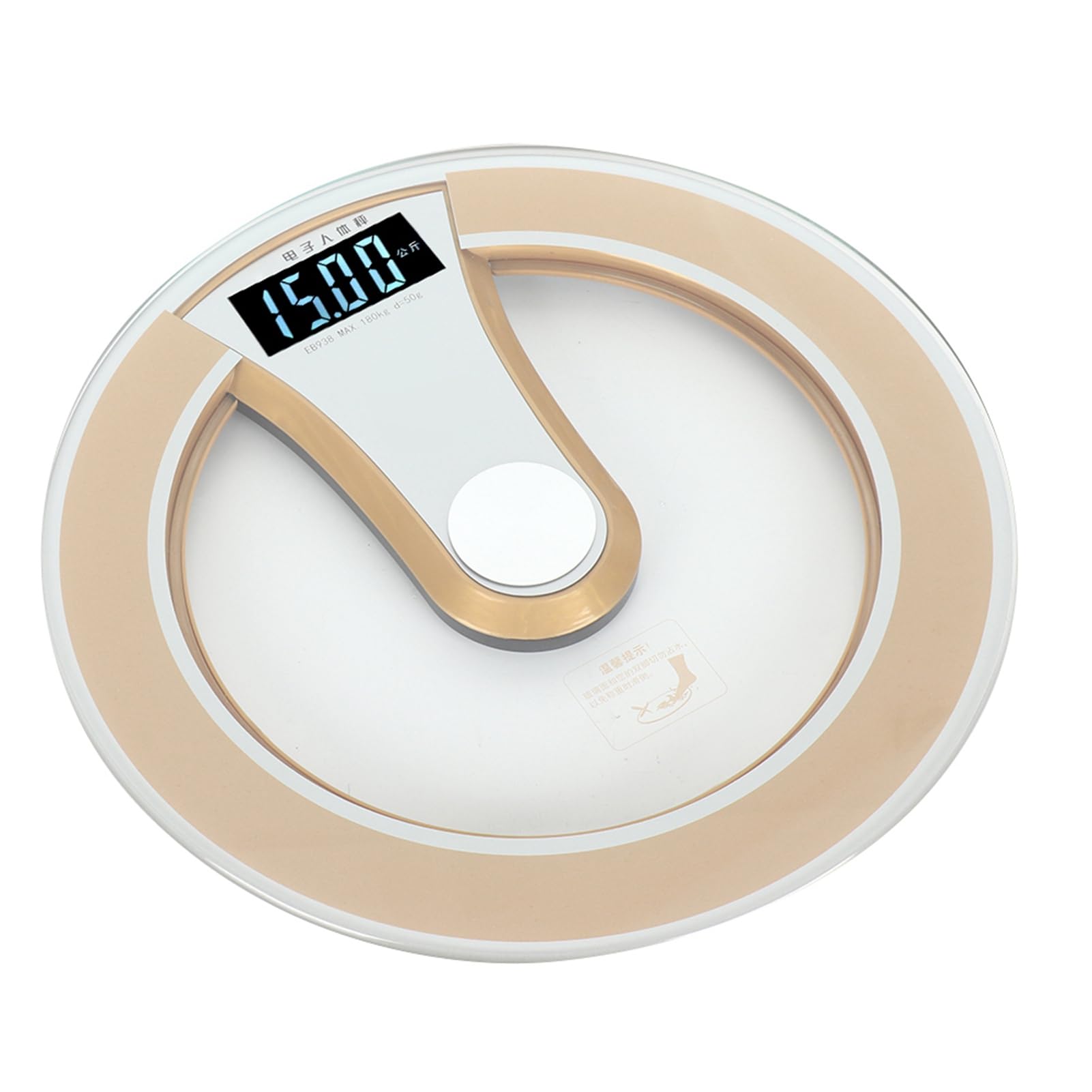 Pongnas Báscula Eléctrica Redonda Inteligente Digital con Pantalla LCD para el Cuerpo, Báscula de Alta Precisión para Gimnasio en Casa, Baño, Vidrio Templado, Dorado, Negro, 330x330x33mm (GOLD)