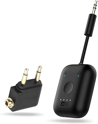 Miniatura 11 de MEE audio Connect Air (2 PAQUETE) adaptador de transmisor de audio Bluetooth inalámbrico para vuelos con hasta 2 AirPods/otros auriculares; Funciona