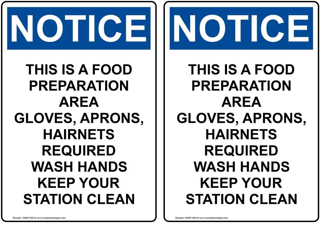 ComplianceSigns.com Vertical Notice This is A Food Preparation Area OSHA Safety Sign, 10x7 inch Plastic for Safe Food Handling — Amazon image 8