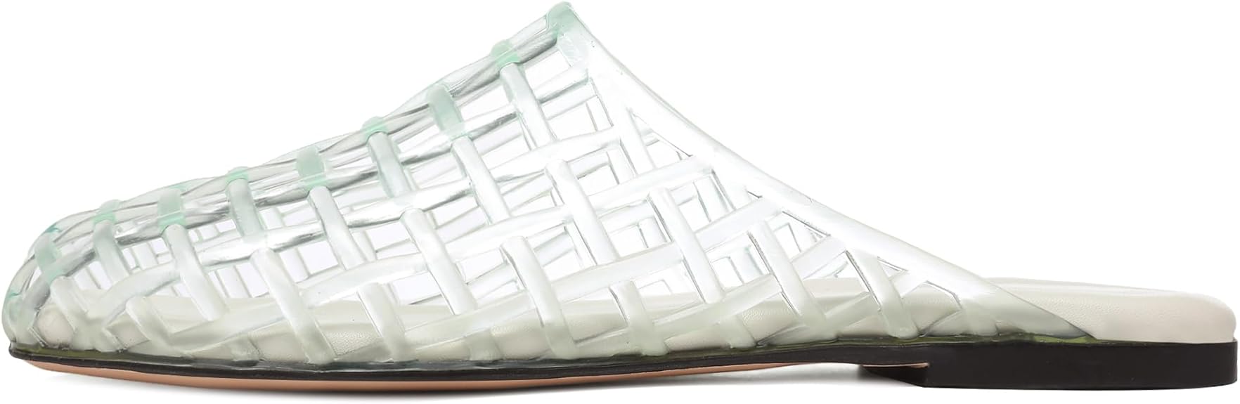Clear Jelly Shoes for Women Slip on Jelly Mesh Slides Comfortable Closed Toe Flats Sandals Summer Beach Slippers.