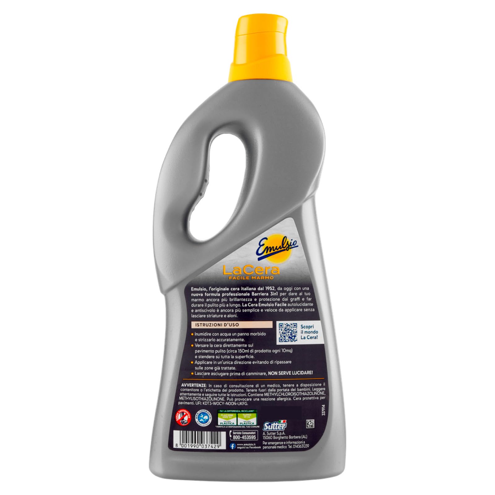 Emulsio La cera fácil de mármol, autolucidante para suelos y superficies de mármol y granilla, fórmula profesional, barrera 3 en 1, protección de brillo y limpieza, 12 botellas de 725 ml