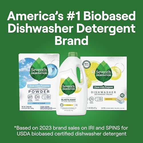Image of Seventh Generation Dishwasher Detergent Gel Lemon Scent 2 pack for sparkling dishes dishwasher soap 70 oz