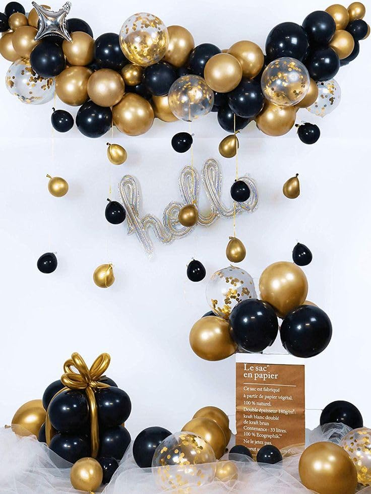 Image of DL Chrome Balloons - 25 Pcs (9 Inch) Black | Shiny Finish Party Balloons for Birthday, Wedding, Anniversary, Baby Shower | Durable Latex, Helium & Air Supported