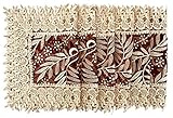 Simhomsen Burgundy Lace Table Placemat Embroidered Leaves 12 × 18 Inch, Set of 6
