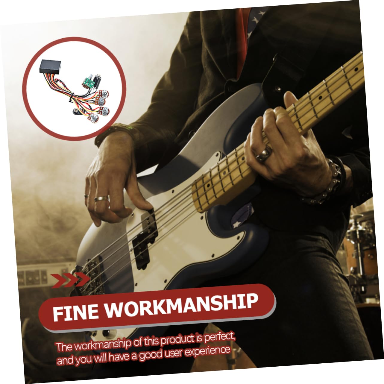 Abaodam Aktive Bassvorverstärkerschaltung für Bass und Gitarre Frequenzregelung 80hz/900hz/3-7khz Einfache Montage Schwarz