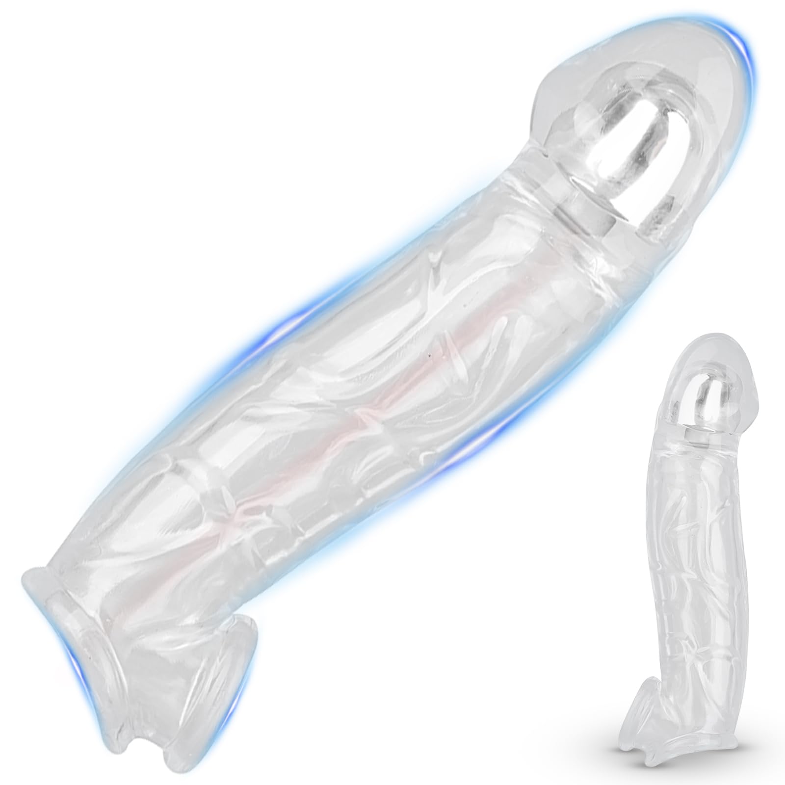 BDSMYOU Guaina Pene Sex Toys per Allungamento del Pene Maschile,Erezione Pene Forte e Duratura,Anello Antiscivolo per Testicoli,Sexytoysys Uomo,Toys Sessuali per Uomini (L)