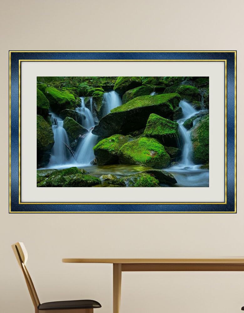 JVERF - JZZH36058 Waterfall Rocks Moss Falls Stream| Self-Adhesive Painting | Frameless