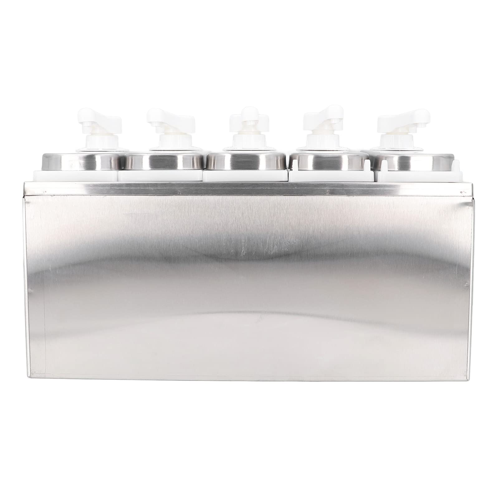 Generic Stazione Pompa per Condimenti Utensile da Pompa Dispenser in Acciaio Inossidabile con Base, capacità 1 Litro, Ampia Applicazione, Adatta per Ketchup/di Soia (5 pompe)