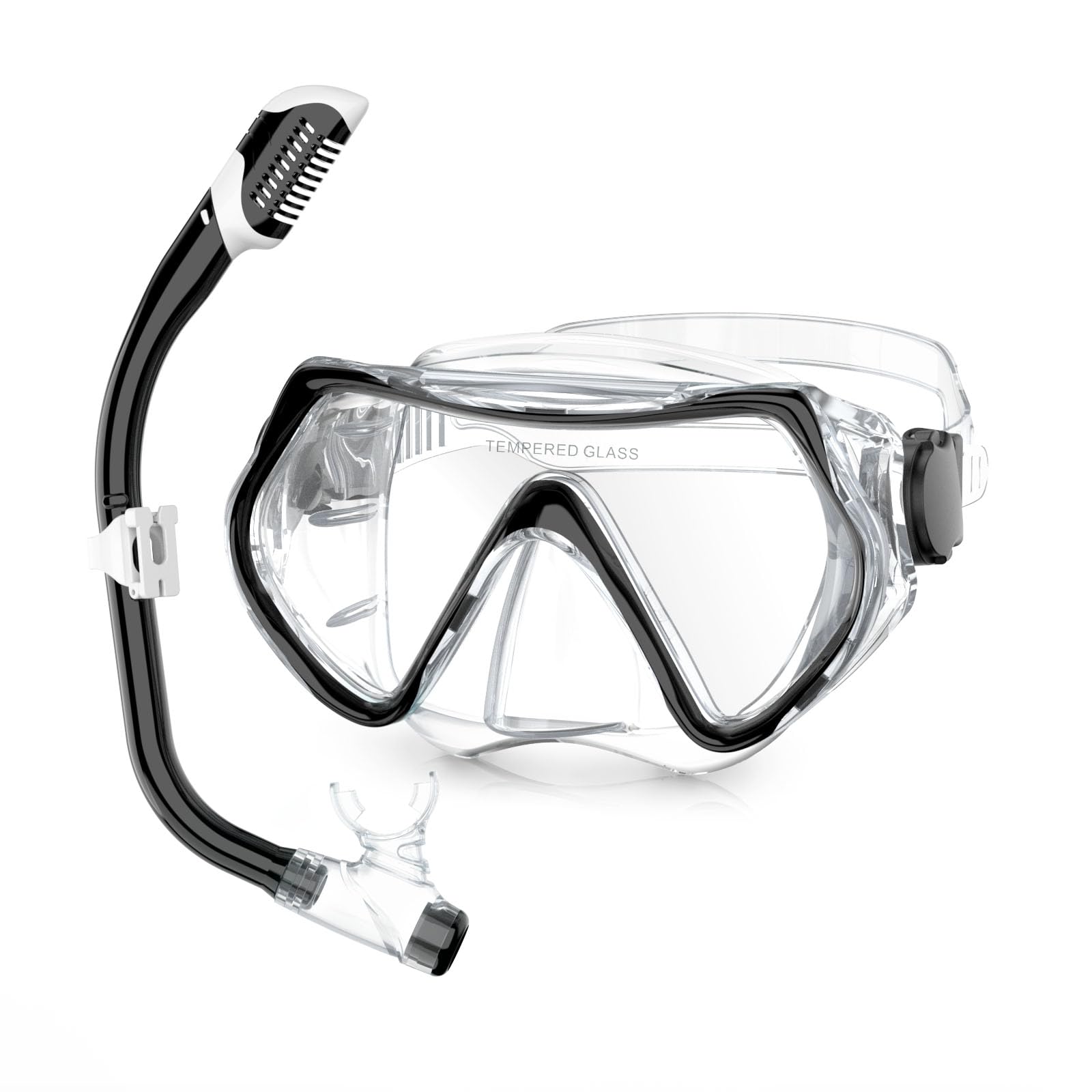 MELUMILU Kids Snorkel Set, Dry Snorkel Set 180° Panoramic Wide View Anti-Fog Scuba Diving Mask, for Kids Youth Boys Girls Junior 𝗔𝗴𝗲 𝟱-𝟭𝟱 Clear