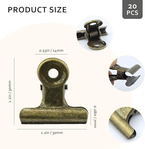 Miniatura 2 de 20 clips metálicos para carpeta de bulldog, abrazaderas de papel con bisagras de 1.2 pulgadas para bolsas de alimentos, fotos, manualidades de arte,