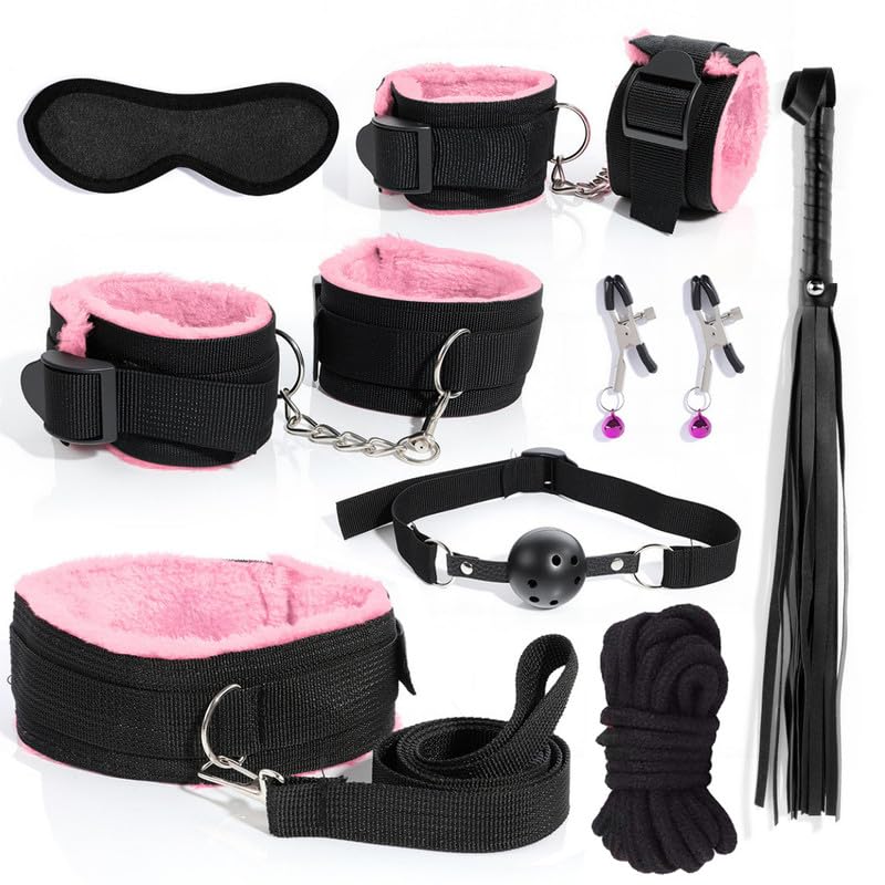 ZeeKoug 8 Piezas de Nylon Rosa Casual Conjunto Yoga práctica Accesorios de Equipo, Juguetes de Alivio del estrés, Deportes de Entrenamiento de la Banda de tensión Accesorios