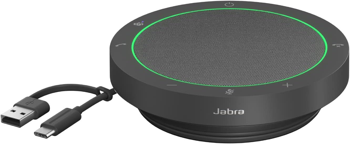 Speak2 40 Portable Speakerphone - 4 Noise-Cancelling Mics, 50mm Full Range Speakers with Wideband Audio for Clear Sound, USB-A/USB-C Connections - Certified Microsoft Teams Speaker - Dark Grey