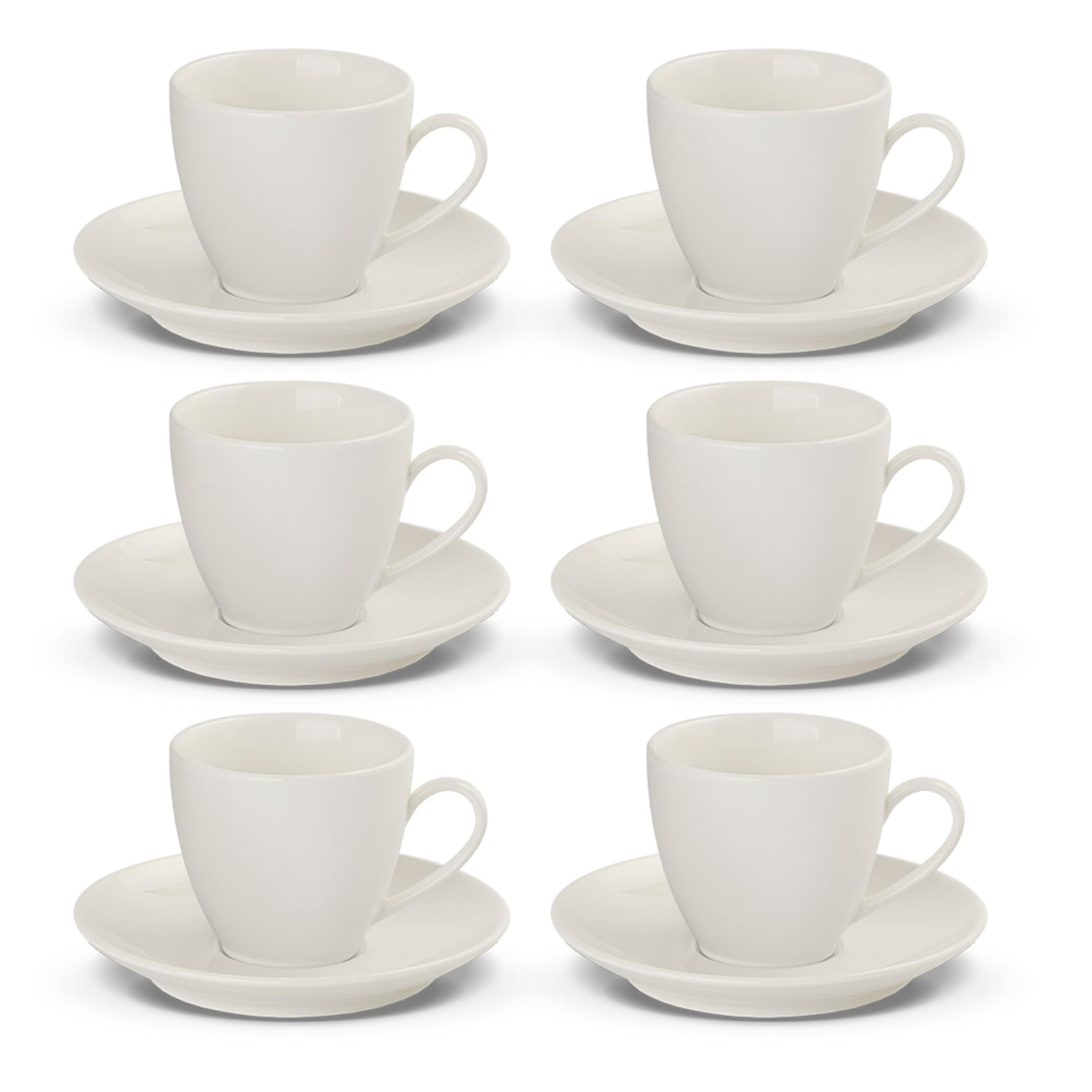 Gerlach 1760 Kaffeetassen Set - Cappuccino Tassen mit Untertassen - für 6 Personen - Porzellan - Flow New - Elfenbein 210 ml