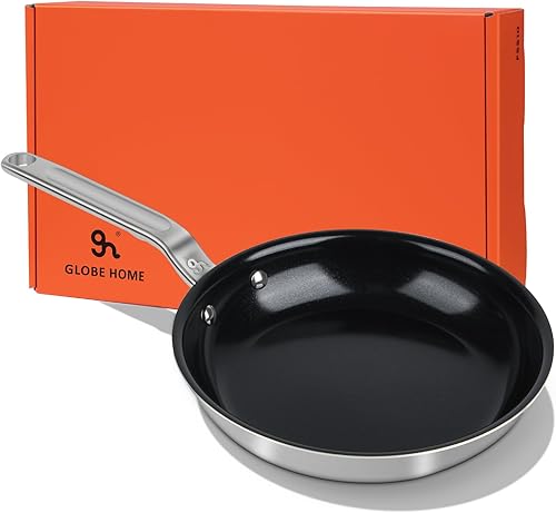 Vista 10 de Sartenes antiadherentes de cerámica de 5 capas – Sartén antiadherente revestida de acero inoxidable de 8 pulgadas, utensilios de cocina