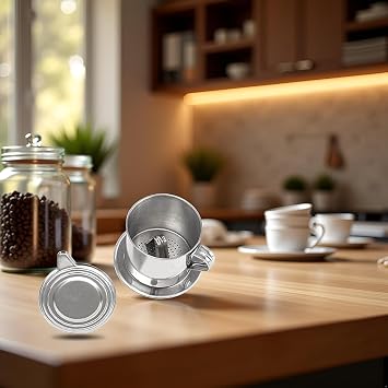 2 Set Vietnamese Coffee Filter Stainless Steel Coffee Pot Drip Infuse Cup Brewing Teapot No Need Paper Drip Coffee Pot Machine Filter Attractive Processing, Reusable Coffee Filters