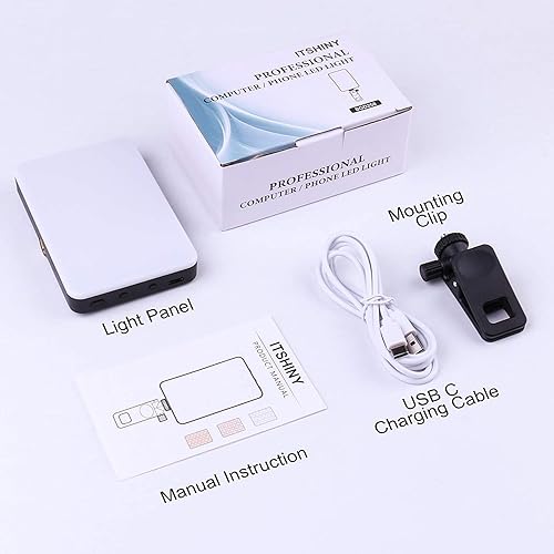 Miniatura 7 de Kit de iluminación de videoconferencia para serpentinas con 3 modos de luz 15 brillo clip estilo cámara web batería incorporada regulable y