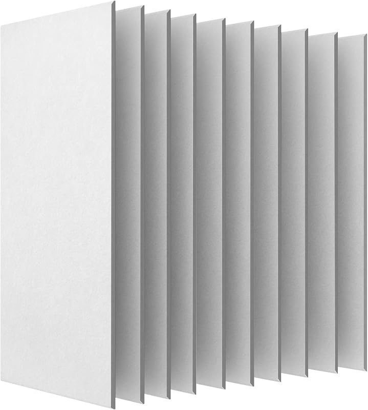 Paquete de 10 paneles acústicos, paneles a prueba de sonido de 47,2 x 23,6 pulgadas, blanco | UMIACOUSTICS, 0,4" de espesor, fibra de poliéster, paneles de pared acústicos sin ranuras, para reducción de eco y reverberación, oficina de estudio en casa