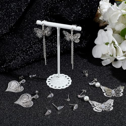 Beebeecraft 30Pcs Cubic Zirconia Earring Findings 3 Style Real Platinum Plated Round Teardrop Trapezoid Earring Post with Loop and Earring Back for Jewelry Making - Image 4
