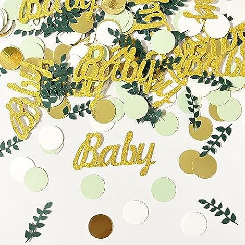 Baby Shower Confetti Gender Reveal Confetti Champaign Gold Ivory Sage Green Table Scatter Paper Baby Shower Decorations 200 Pcs for Ice Cream Theme Party Wedding Birthday Party Cover