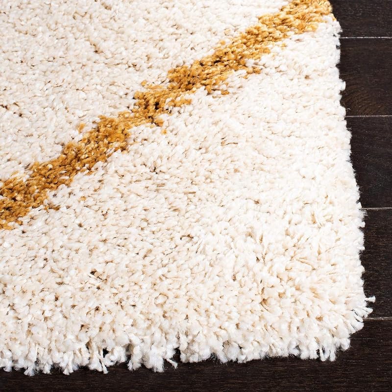 Image of SAGON Anti-Skid Shaggy Carpet Rug for Home | Ultra-Soft Plush Floor Mat for Living Room & Bedroom | Non-Slip, High-Density, Cozy Luxury Decor| 6 x 9 Feet Ivory Yellow Box
