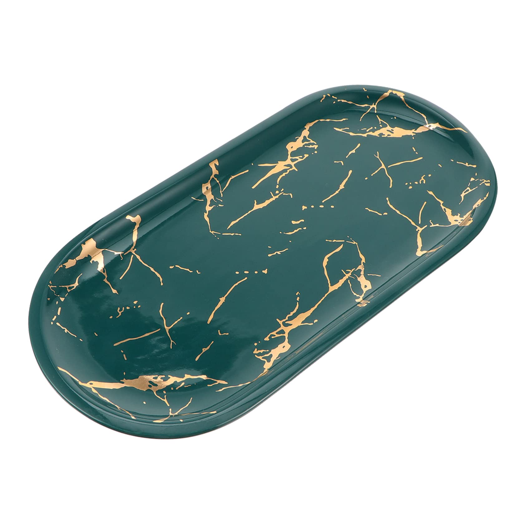 Cabilock 1pc Elegant Marbled Ceramic Food Dish Jewelry Display Tray Plate for Home Decor Easy to Clean Stylish Industrial Design for Serving Showcasing Items