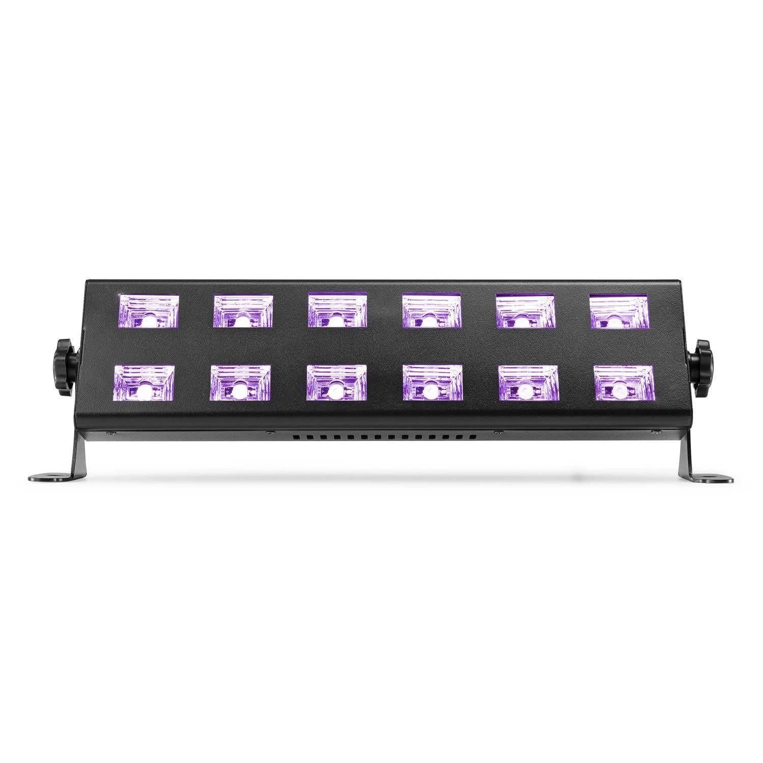 BeamZ BUV263 UV LED Schwarzlicht Bar – 12x 3W UV LEDs | Schwarzlicht Lampe mit 65° Abstrahlwinkel | Partylicht, Clublicht, UV Effektbeleuchtung | Plug & Play UV Bar für Party & Bühne