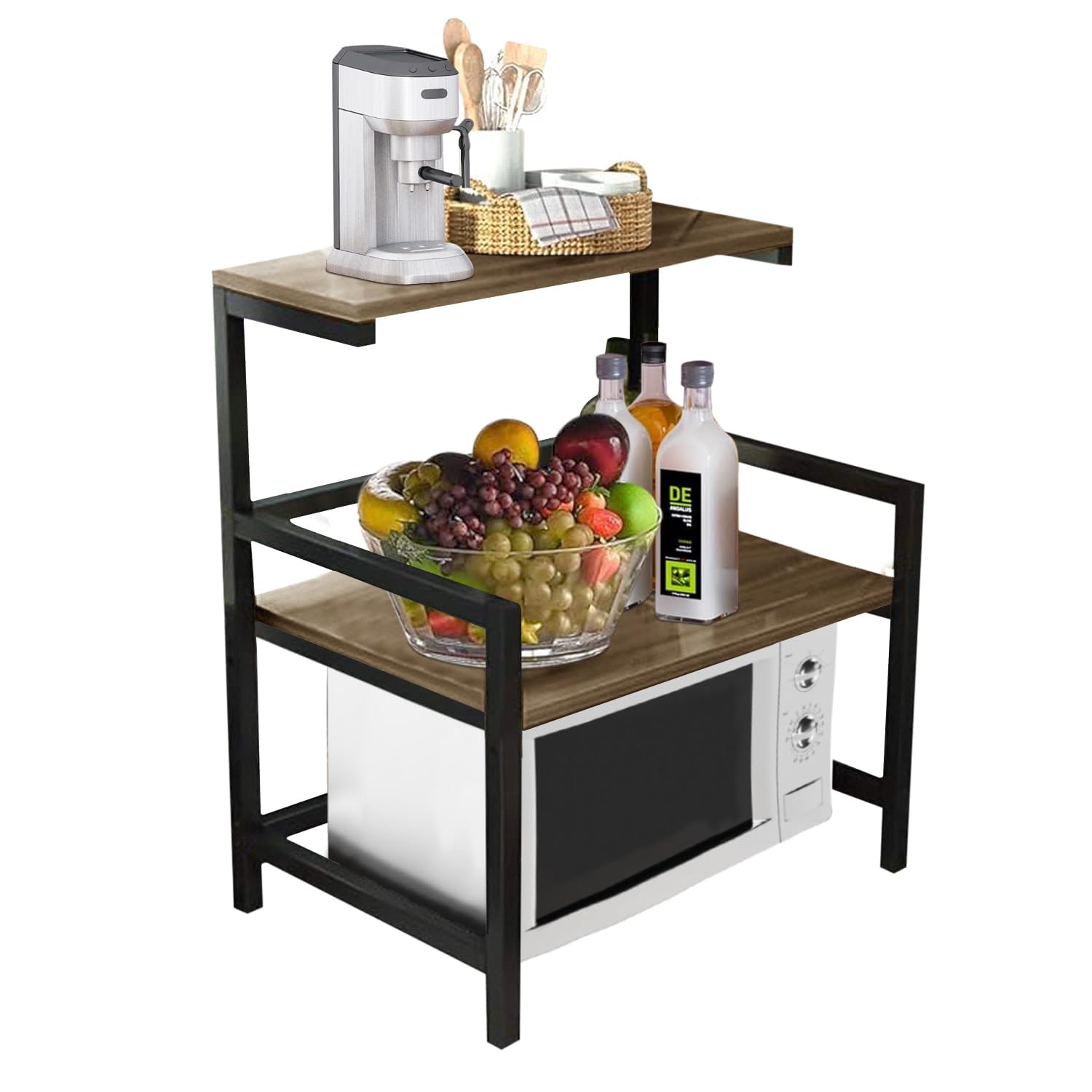 DECOR VILLAGE Microwave Kitchen Oven Rack Microwave Shelf Double Layer Home Oven Rack Rice Cooker Rack Storage Rack Salt Shaker Seasoning