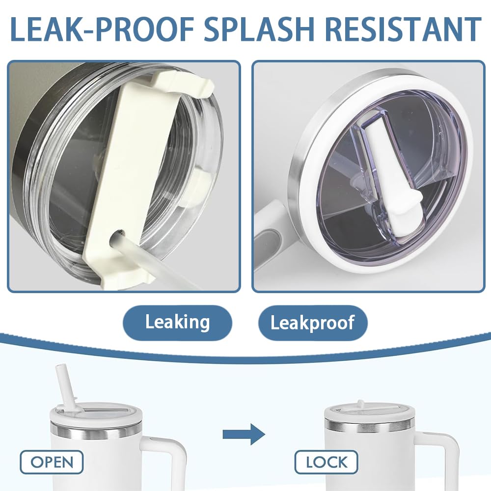 Stanley Cup Replacement Lid, Pack Of 2 Stanley Cup Lids For 40 Oz Cups With 2 Straws, Stanley Flip Straw Lid, Leak-Proof, Waterproof Stanley Cup Lid - View #4