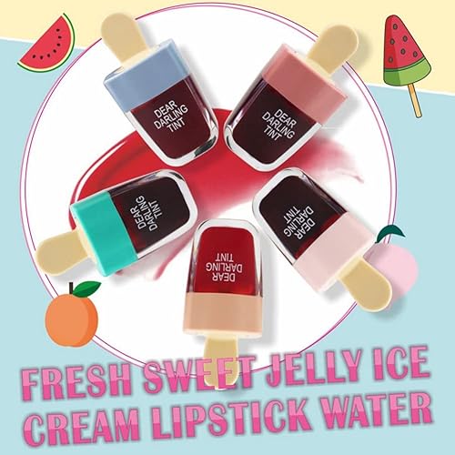 Miniatura 2 de Ofanyia Juego de 5 colores con forma de helado de larga duración, impermeable, antiadherente, kit de brillo de labios líquido