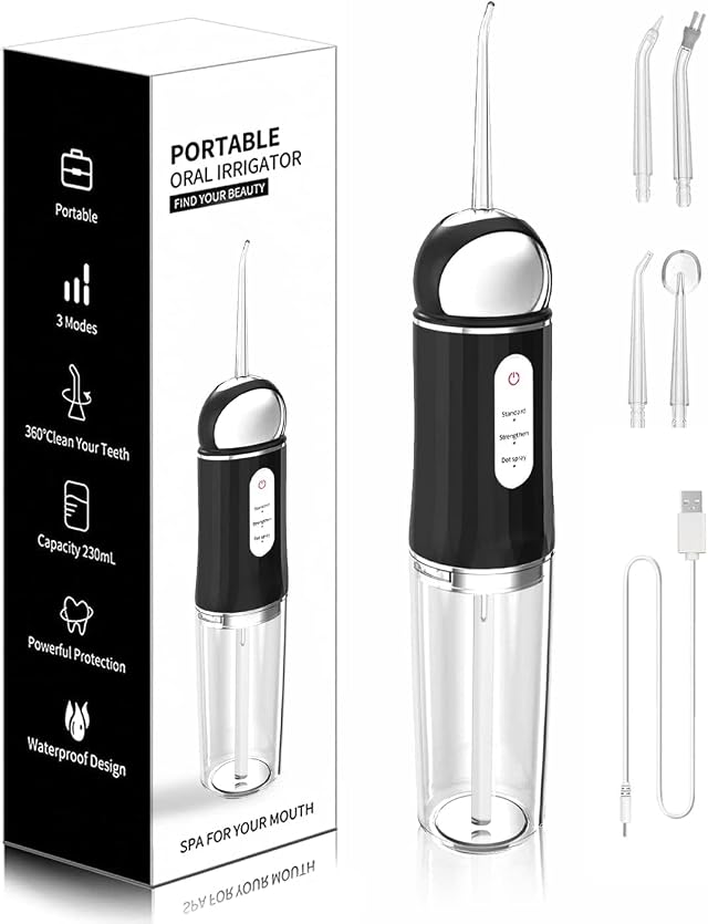 Water-Flosser-Cordless-Teeth-Cleaner MAKJUNS Water Dental Flosser with 3 Modes 4 Jets Rechargeable Dental Oral Irrigator for Home Travel Premium