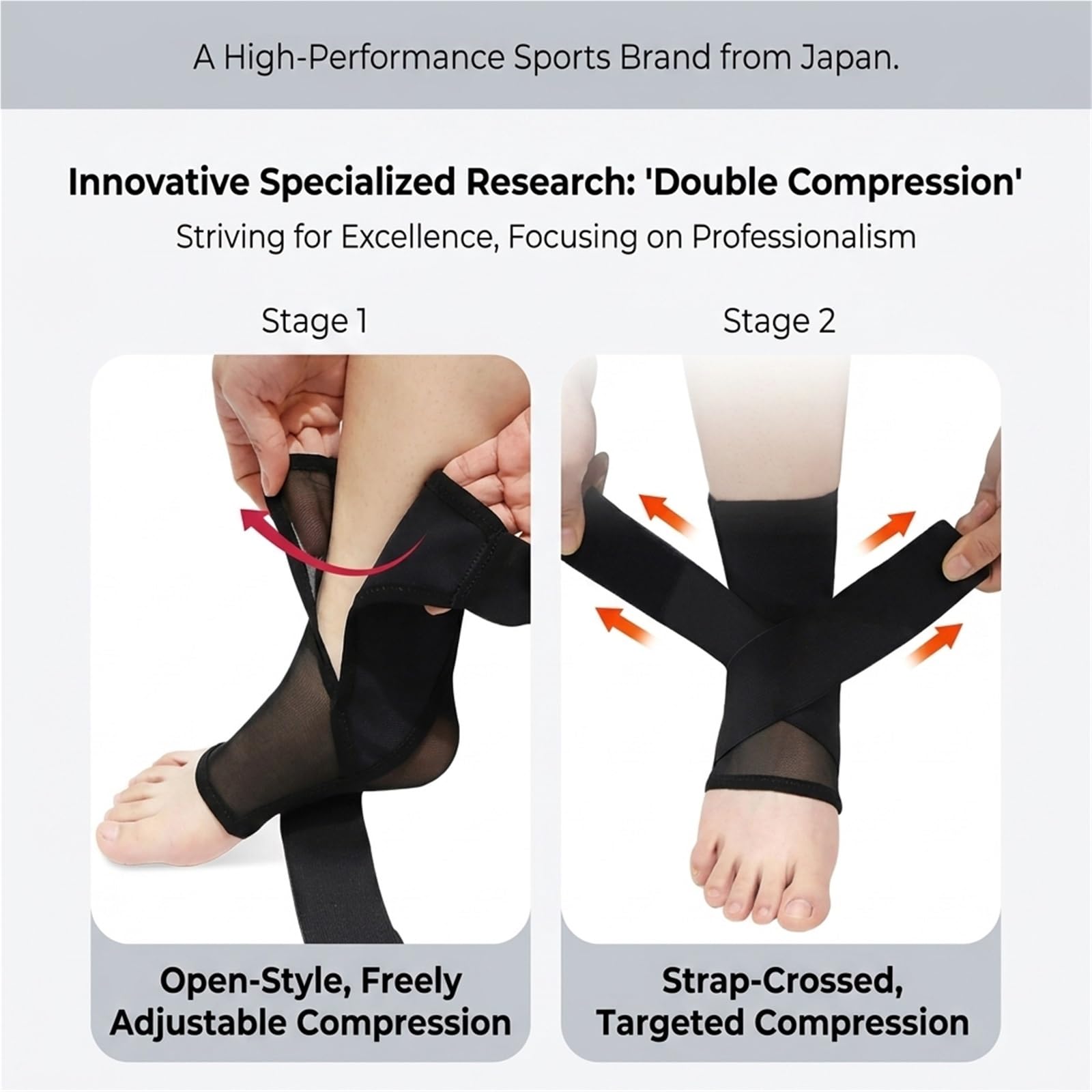 Generisch Verstellbare Sprunggelenkbandage - mit atmungsaktivem Stoff, für Sport und tägliches Gehen, Modell CJDW1212 (Grey L)