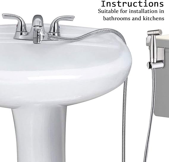 Handheld Bidet Sprayer Toilet Bathroom- Stainless Steel Sprayer Shattaf Toilet Bidet Shower Head for Bathroom Sink or Toilet - with Faucet Dispenser,59in Hose and Bracket Holder