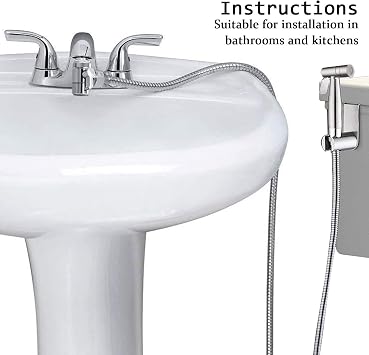 Handheld Bidet Sprayer Toilet Bathroom- Stainless Steel Sprayer Shattaf Toilet Bidet Shower Head for Bathroom Sink or Toilet - with Faucet Dispenser,59in Hose and Bracket Holder