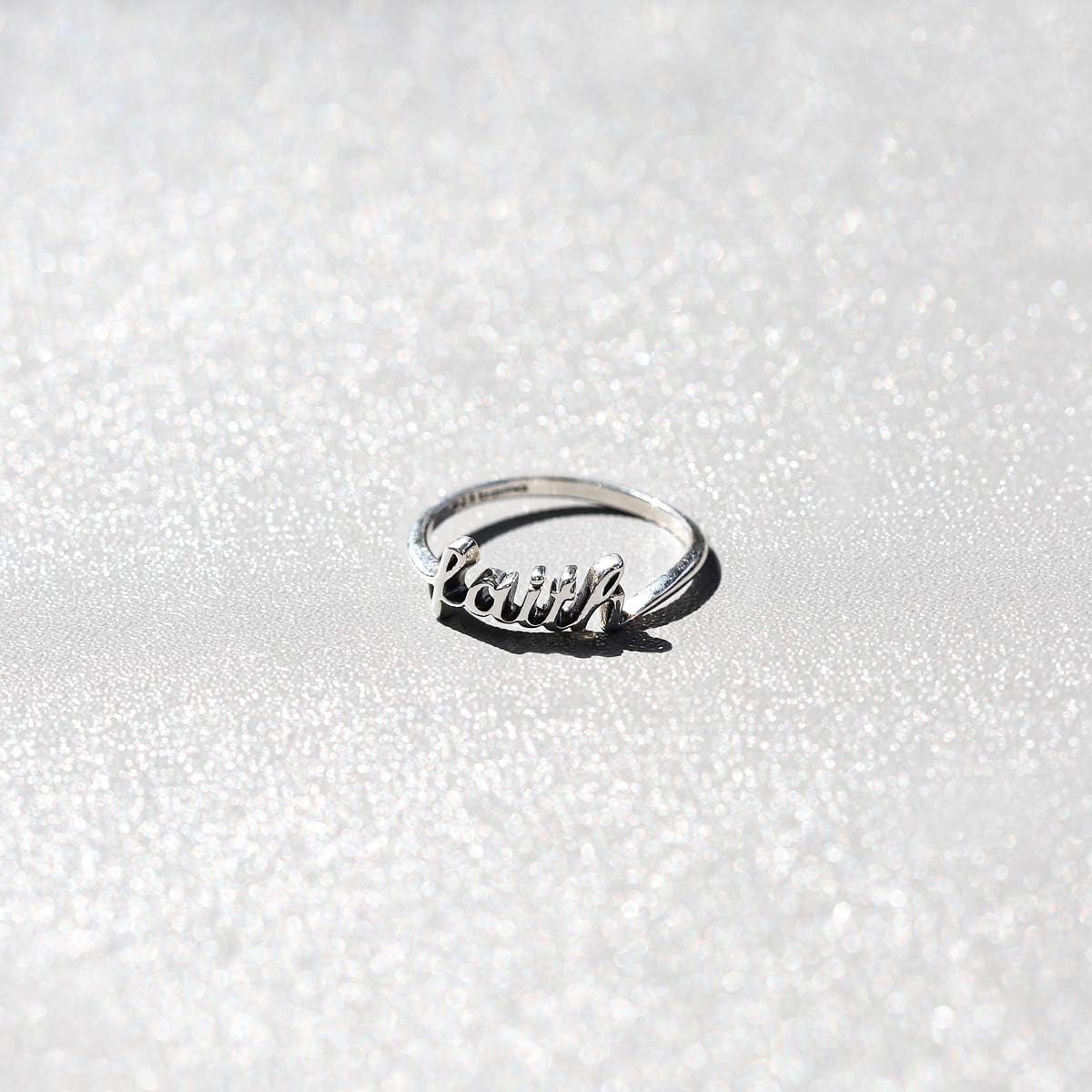 Boma Jewelry Sterling Silver Faith Script Ring